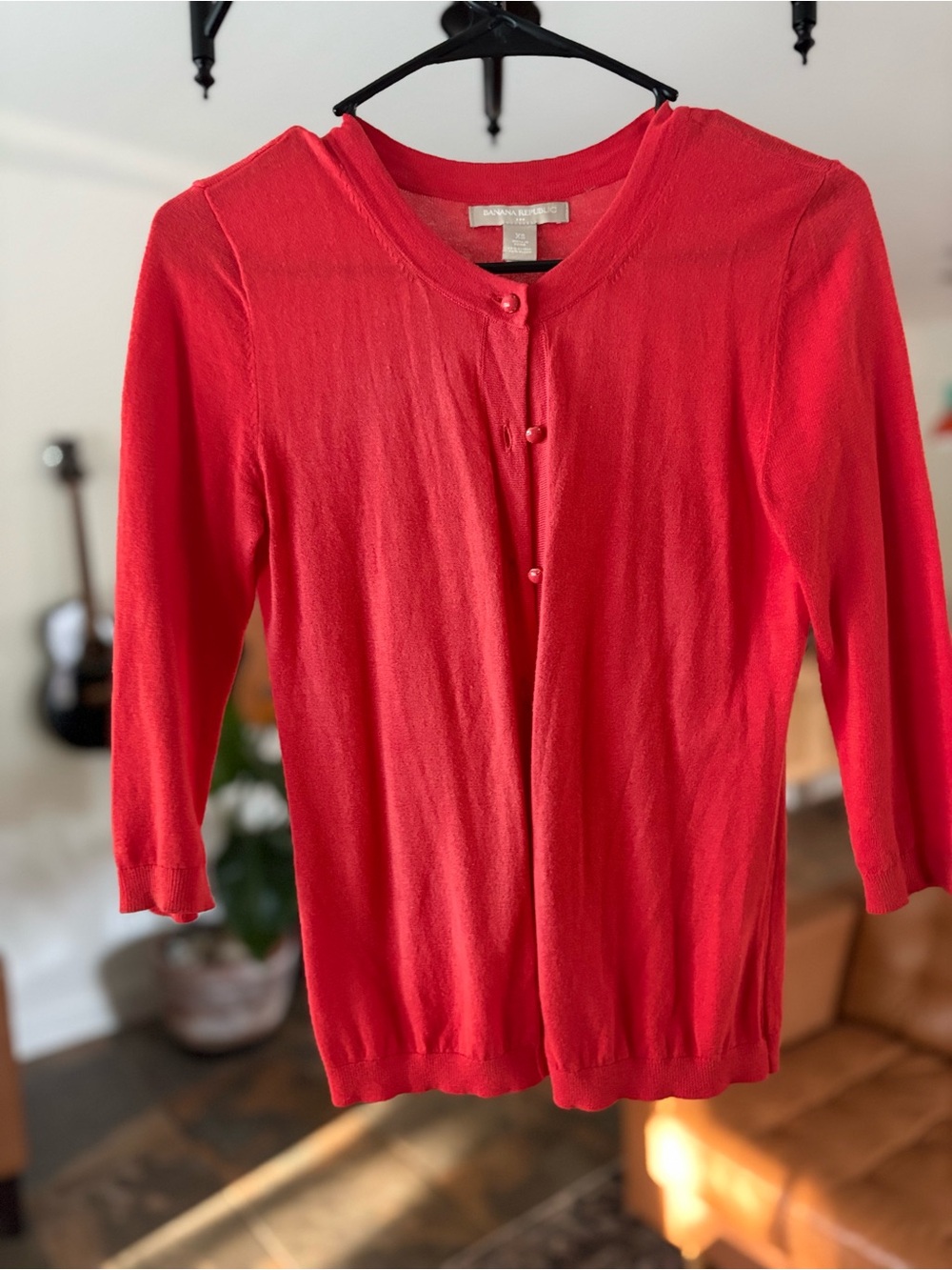 Banana Republic Orange-Red 3/4 Sleeve Cardigan XS